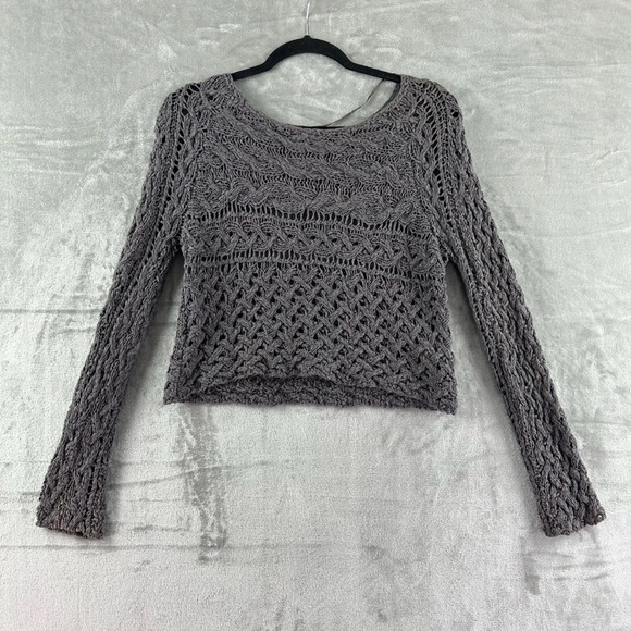 Free People Sweater Women’s XS Black Gray Open Knit - Picture 1 of 7